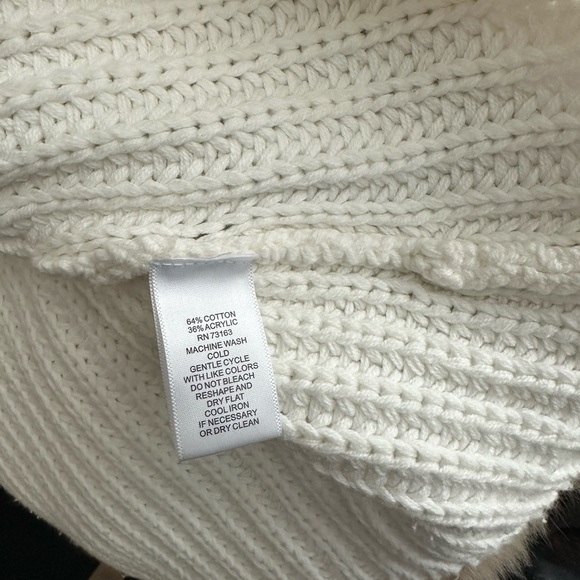 Bell Sleeve White Cotton Blend Knit Sweater - Picture 6 of 7